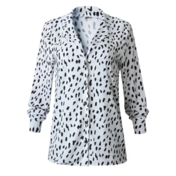 Leopard Print v neck 3/4 sleeve Work Office blouse - Picture 3 of 4